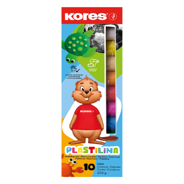 PLASTILINA ESCOLAR, SET 10 COLORES