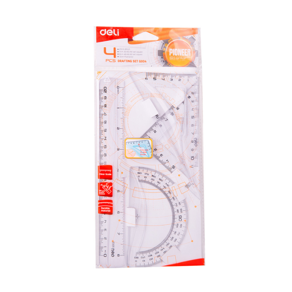 SET DE GEOMETRIA 20CM TRANSPARENTE 4PZA