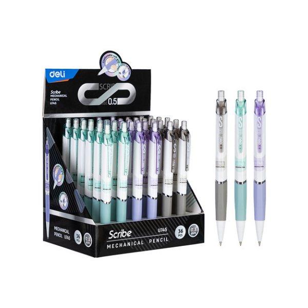 PORTAMINAS SCRIBE CON BORRADOR Y GRIP 0.5MM COLORES SURTIDOS