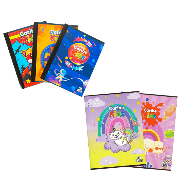 CUADERNO ENGRAPADO CARIBE KIDS A5 100H DOBLE LINEA