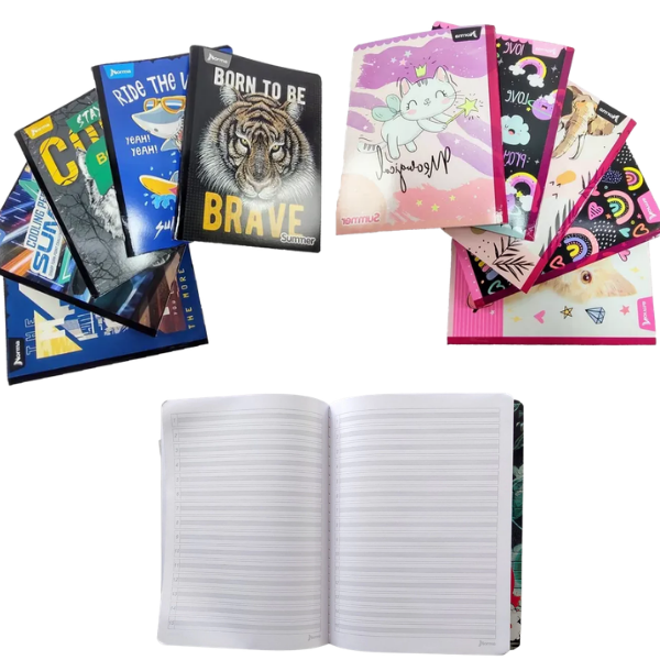 CUADERNO COSIDO GRANDE SUMMER 100H DOBLE LINEA