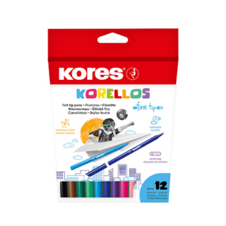 MARCADORES ESCOLARES KORELLO P/FINA, 12 COLORES