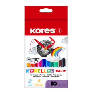 MARCADORES ESCOLARES KORELLO 2 EN 1, 10 COLORES